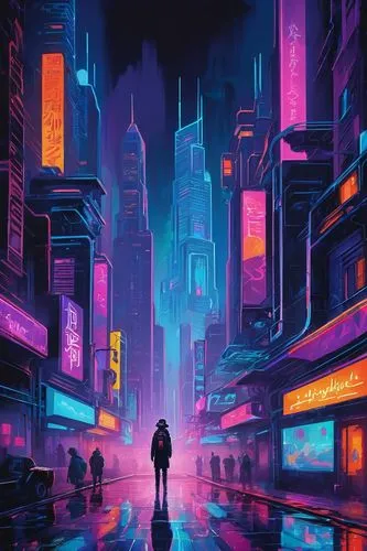 cyberpunk,shanghai,cityscape,colorful city,taipei,hong kong,shinjuku,tokyo city,tokyo,kowloon,metropolis,hanoi,dystopian,urban,city lights,city at night,hk,fantasy city,pedestrian,vapor,Conceptual Art,Oil color,Oil Color 25