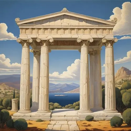 greek temple,neoclassicism,doric columns,roman temple,three pillars,temple of diana,artemis temple,pillars,erechtheus,amphipolis,classical antiquity,tempio,acropolis,vitruvius,archidamus,neoclassical,metapontum,neoclassicist,columns,zeugma,Illustration,Black and White,Black and White 22