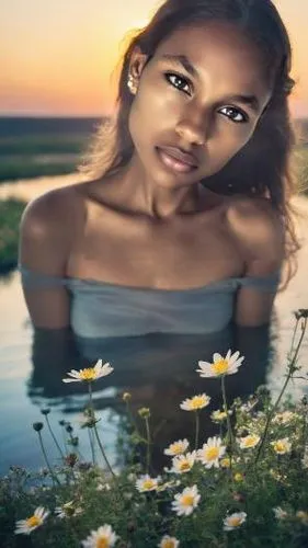 beautiful girl with flowers,girl in flowers,flower background,daisy flowers,image manipulation,flower water