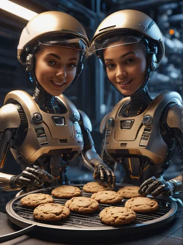 cookies,cookie jar,bake cookies,baking cookies,gourmet cookies,wafer cookies,pralines,valerian,freshly baked buns,automation,sweet rolls,cooks,assembly line,thirteen desserts,clones,binary system,gingerbreads,cinnamon rolls,digital compositing,sci fiction illustration,Photography,General,Sci-Fi