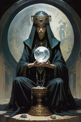  Game character design, full body,fortune teller,conjurer,fortuneteller,spellcaster,crystal ball,priestess,teferi,sorceresses,prospal,spellcasting,sorceress,spellcasters,archmage,estess,divination,sor