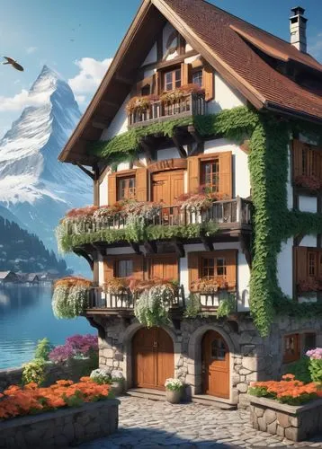 alpine village,lake lucerne region,swiss house,suiza,house in mountains,switzerland chf,swiss alps,alpine style,house in the mountains,grindelwald,zermatt,switzerland,oberland,spiez,auberge,verbier,brienz,switzerlands,luzerner,obwalden,Conceptual Art,Fantasy,Fantasy 02