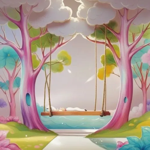 stage curtain,cartoon video game background,children's room,candyland,fairy world,cartoon forest,Illustration,Realistic Fantasy,Realistic Fantasy 26