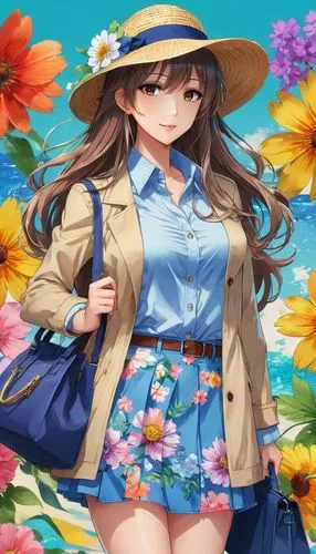 flower background,spring background,anime japanese clothing,japanese floral background,springtime background,floral background,haruhi,summer background,japanese sakura background,summer flower,giaimo,bloomie,summer items,colorful floral,summer hat,sakiko,dressup,megumi,spring leaf background,mikuru asahina,Illustration,Japanese style,Japanese Style 03