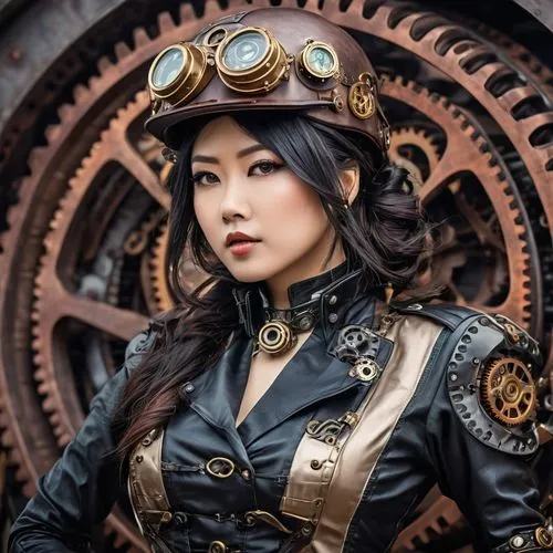 steampunk,steampunk gears,aviatrix,victoriana,mechanician,mongolian girl,steamboy,clockwork,machinist,gears,michiko,vintage asian,clockmaker,antiquorum,clockworks,asami,victorian style,yuanpei,brakewoman,victorianism,Conceptual Art,Fantasy,Fantasy 25