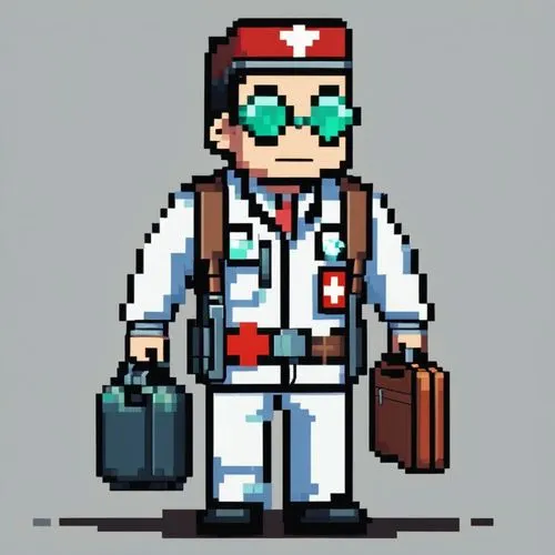 Pixel Art,medic,doctor bags,anesthetist,cartoon doctor,male nurse,medical bag,anaesthetist,aeromedical,logistician,hospitalist,ship doctor,paramedic,toxicologist,medicine icon,female nurse,anesthesiol