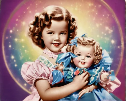 shirley temple,vintage fairies,retro 1950's clip art,vintage boy and girl,vintage children,retro easter card,capricorn mother and child,little girl and mother,vintage christmas card,vintage girls,1950s,little girls,porcelain dolls,little angels,vintage post card,joint dolls,baby icons,greeting card,vintage 1950s,color image,Illustration,Realistic Fantasy,Realistic Fantasy 20