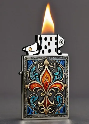 Describe the elegant flames dancing on a petrol lighter,zippo,mosaic tealight,pocket lighter,cigarette lighter,petrol lighter,briquet griffon vendéen,tea light holder,mosaic tea light,candle holder,sp