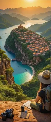 greek islands,tailandia,sardinia,dubrovnic,greece,greek island,kefalonia,croatia,crete,peloponnese,beautiful landscape,provence,lemnos,dubrovnik,zakynthos,dodecanese,sardegna,tongyeong,sardinian,corfu,Illustration,Realistic Fantasy,Realistic Fantasy 03