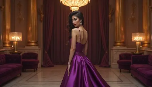 eveningwear,purple dress,violaceous,evening dress,megara,a floor-length dress,la violetta,sherine,violette,violetta,ball gown,elegante,duchesse,emeraude,purple,ballgown,mouawad,violacea,rich purple,tahiliani,Photography,General,Realistic