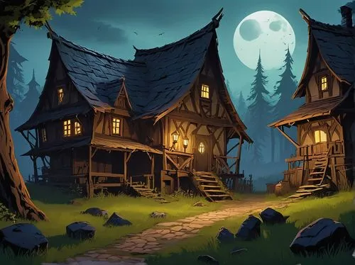 Game Scene Design, wild Angle View,witch's house,witch house,houses clipart,house in the forest,lonely house,wooden houses,the haunted house,haunted house,dreamhouse,house silhouette,wooden house,cart