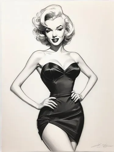 marylyn monroe - female,marylin,marilyn monroe,marilyns,marylin monroe,pin-up girl,vanderhorst,pin up girl,pin ups,pin-up model,valentine pin up,retro pin up girl,watercolor pin up,marilynne,vintage drawing,christmas pin up girl,jane russell-female,marilyn,valentine day's pin up,monroe,Illustration,Black and White,Black and White 08