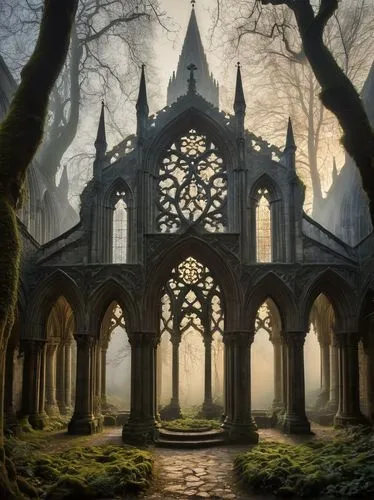 haunted cathedral,gothic style,witch's house,gothic church,neogothic,gothic,hall of the fallen,forest chapel,witch house,ghost castle,ravenloft,cathedrals,sepulchres,gothicus,fairy tale castle,avantasia,mausoleum ruins,nidaros cathedral,shadowgate,cathedral,Illustration,Realistic Fantasy,Realistic Fantasy 40