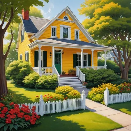 house painting,home landscape,summer cottage,houses clipart,little house,country cottage,yellow garden,small house,cottage,woman house,victorian house,house shape,miniature house,white picket fence,traditional house,beautiful home,country house,home house,residential house,lonely house,Conceptual Art,Fantasy,Fantasy 03