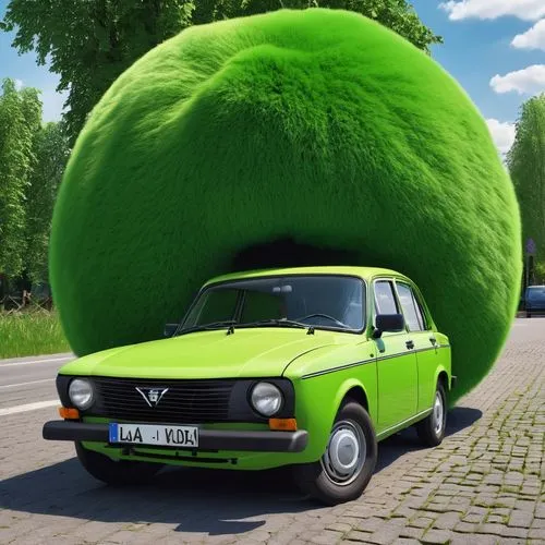 trabant,volkswagen beetlle,green apple,patrol,green kiwi,citroën nemo,3d car model,volkswagen 181,aaa,granny smith,chayote,vw bulli,green tangerine,pea,grass golf ball,polski fiat 125p,sustainable car,green tomatoe,lime,3d car wallpaper,Photography,General,Realistic