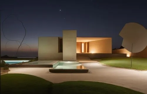 glass concrete bricks woodpanelling garden trees pool landscape summer sunlight spotlight night view park,siza,amanresorts,corten steel,utzon,hepworth,champalimaud,quadriennale,soumaya museum,corbu,me