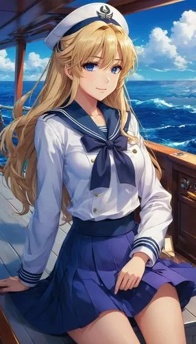 michiru,bismarck,at sea,honolulu,atago,naval,Illustration,Japanese style,Japanese Style 03