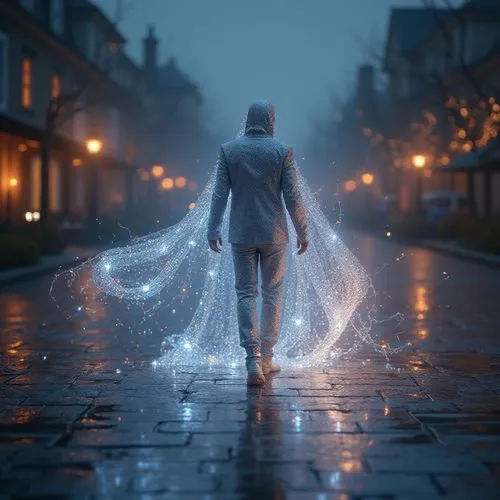 walking in the rain,light trail,veil,fantasma,drawing with light,girl walking away,Photography,General,Sci-Fi