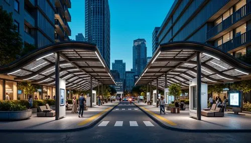 transbay,bus shelters,metrotech,streeterville,marunouchi,paved square,skyways,biopolis,streetscape,taikoo,walkway,tram road,underground car park,nihonbashi,taxi stand,pedestrian lights,difc,bollards,costanera center,financial district