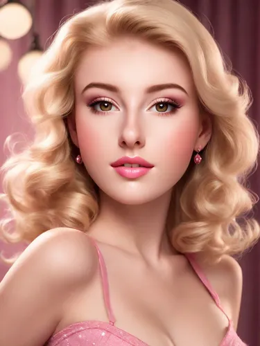 pink beauty,barbie,realdoll,dahlia pink,romantic look,romantic portrait,barbie doll,doll's facial features,valentine pin up,valentine day's pin up,female doll,blonde woman,clove pink,pink background,female beauty,blonde girl,pink ribbon,fantasy portrait,portrait background,marylyn monroe - female,Photography,Commercial