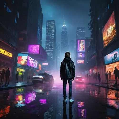 cyberpunk,hong kong,dystopian,world digital painting,shanghai,vapor,kowloon,futuristic,sci fiction illustration,pedestrian,dystopia,hk,shinjuku,walking man,city lights,walking in the rain,would a background,wanderer,cityscape,taipei,Photography,Black and white photography,Black and White Photography 02