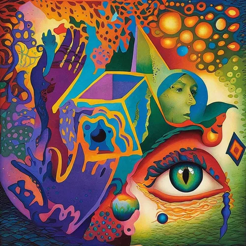 psychedelic art,khamsa,cosmic eye,third eye,psychedelic,magic hat,shamanism,all seeing eye,hallucinogenic,hamsa,shamanic,lsd,pachamama,chakra square,kaleidoscope,multicolor faces,peacock eye,acid,abstract eye,mantra om,Illustration,Realistic Fantasy,Realistic Fantasy 05