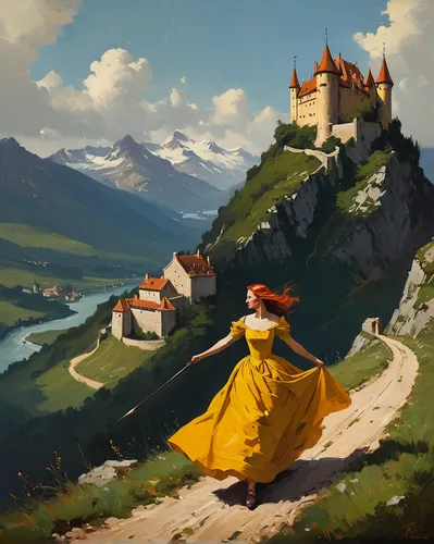 fantasy picture,world digital painting,fantasy landscape,transylvania,castles,fantasy art,high alps,idyll,fairy tale,transilvania,sound of music,stroll,transistor,gold castle,a fairy tale,knight's castle,high landscape,fantasy world,alps,castel,Conceptual Art,Fantasy,Fantasy 06