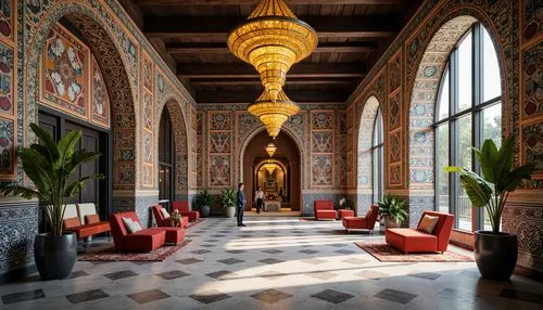 foyer,amanresorts,royal interior,lobby,alcazar of seville,hotel de cluny,hotel lobby,entrance hall,moroccan pattern,residenz,casa fuster hotel,hotel hall,corridor,interior decor,parador,dolmabahce,anantara,hallway,dragon palace hotel,alcazar