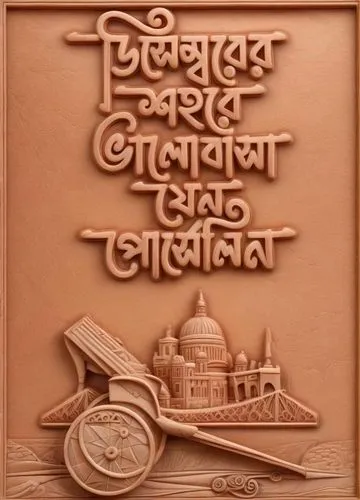 terracotta bas relief,the quote on a wall has been altered to say,rabindrasangeet,sealdah,antakshari,rampal,engraved,saraswat,Common,Common,Natural