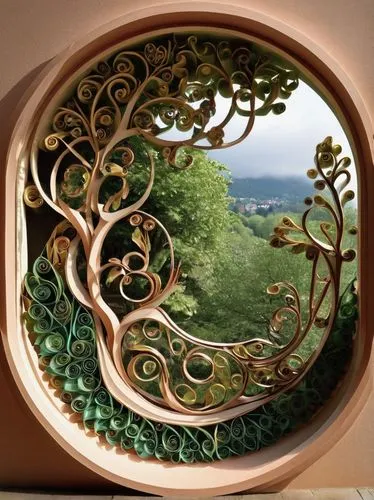 art nouveau frame,window with sea view,wood mirror,art nouveau frames,decorative frame,circle shape frame,round window,wood window,tree house,bamboo frame,ivy frame,porthole,celtic tree,window to the world,tree house hotel,window view,wood art,japanese garden ornament,copper frame,wisteria shelf,Unique,Paper Cuts,Paper Cuts 09