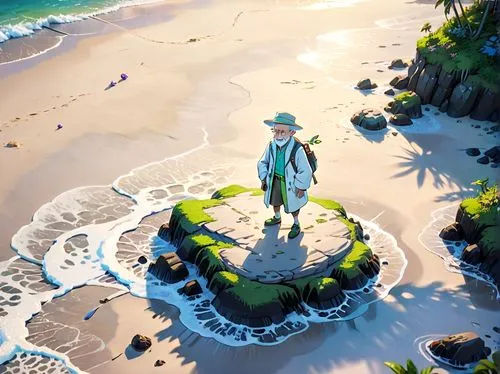 monkey island,easter islands,sand sculptures,panama hat,easter island,the beach pearl,tamarama,dream beach,sand sculpture,sand castle,the island,bastion,game illustration,beach scenery,safe island,raised beach,castaway beach,mountain beach,lover's beach,pirate treasure,Anime,Anime,Cartoon