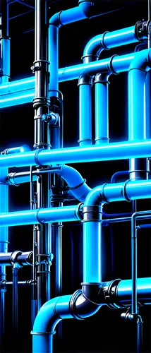 3D, futuristic, metallic structure, intricate details, neon lights, glowing blue circuits, steam emitting from pipes, industrial setting, close-up shot, shallow depth of field, high contrast lighting,