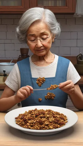 raisin bran,grandma,granola,grandmother,grama,hamburger helper,elderly person,elderly lady,granny,oat bran,jajangmyeon,caramelized peanuts,peanut brittle,bolognese,muesli,care for the elderly,mincemeat,elderly people,grandparent,old woman,Conceptual Art,Sci-Fi,Sci-Fi 07