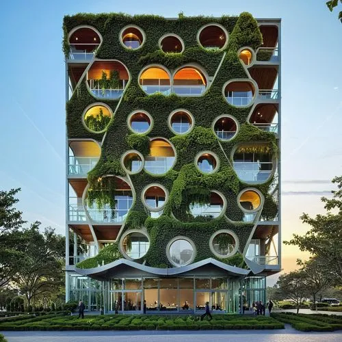 apartment building,cubic house,balcony garden,urban design,green living,apartment block,Photography,Artistic Photography,Artistic Photography 09