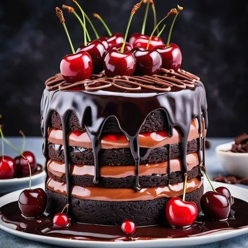 black forest,chocolate layer cake,black forest cherry roll,currant cake,cherrycake,chocolate cake,chocolate desert,christmas cake,red cake,gateau,torte,a cake,ice cream cake with chocolate sauce,food photography,tarta,pepper cake,bowl cake,dolci,strawberries cake,ganache,Photography,General,Realistic