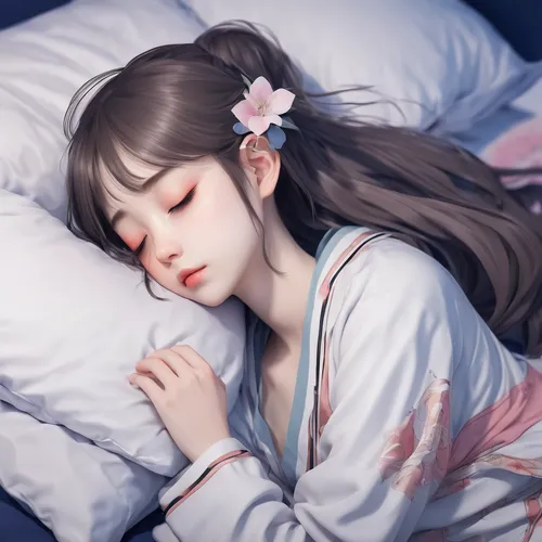 a girl,sleepping,{{in style of zhangdaqian}},[in style of anime:0.2] --v 6,sleeping rose,sleeping,sleeping beauty,the sleeping rose,asleep,sleep,zzz,sleepy,napping,sleepyhead,nap,sleeping apple,rose s