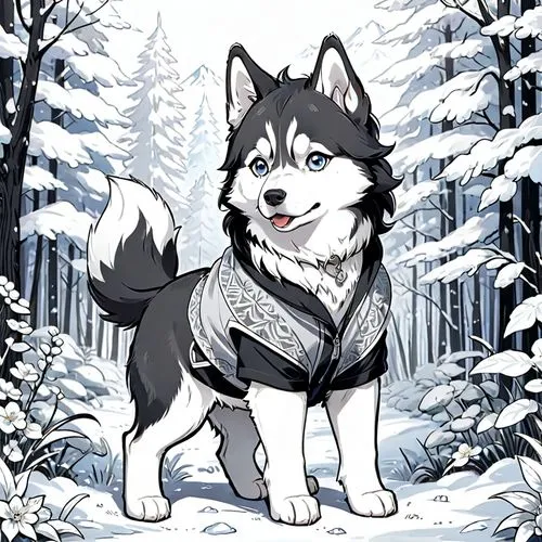 husky,watercolor dog,dog drawing,malamute,balto,aleu,Anime,Anime,Traditional