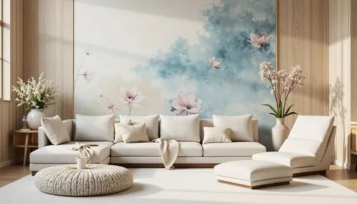 fromental,flower wall en,gournay,wallcoverings,wallcovering,opaline,flower painting,japanese floral background,interior decoration,modern decor,contemporary decor,wallpapering,decors,decoratifs,decorates,wall decoration,sitting room,interior decor,wall painting,wall plaster