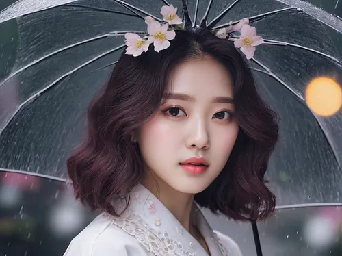 asian umbrella,lotte,cherry blossom in the rain,songpyeon,umbrella,yuri,sujeonggwa,korean drama,kdrama,rainy,mt seolark,sakura,white blossom,silver rain,rainy season,raindops,umbrellas,daegeum,phuquy,korea,Art,Classical Oil Painting,Classical Oil Painting 33