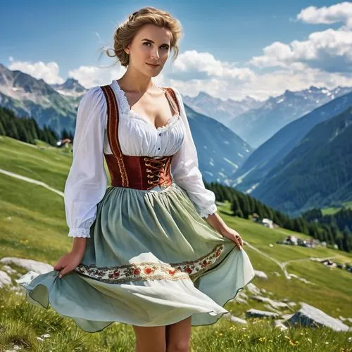 dirndl,fraulein,bavarian swabia,sound of music,bavarian,heidi country,Photography,General,Realistic