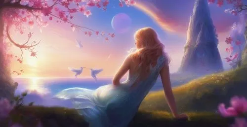 fantasy picture,mermaid background,fairyland,fairy world,rapunzel,fantasia,fantasy landscape,fairy tale,eilonwy,faerie,thumbelina,landscape background,faires,springtime background,aerith,a fairy tale,