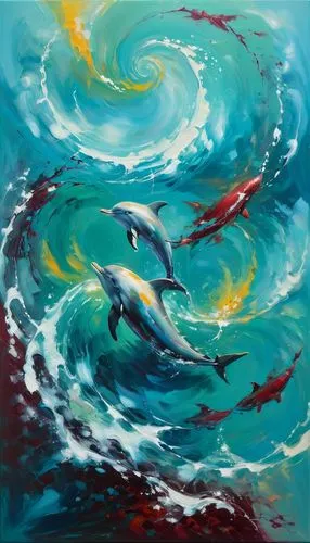 dolphins in water,dolphin background,oceanic dolphins,dolphins,whirlwinds,orcas,two dolphins,dauphins,orca,semiaquatic,oceano,tidal wave,bottlenose dolphins,tsunami,dolphin coast,humpback whale,sea storm,oceanos,ocean background,koi,Conceptual Art,Sci-Fi,Sci-Fi 22