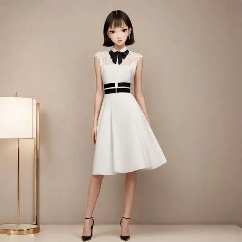 赤裸戰鬥,the dress on the woman is white and black,dress doll,dressup,dress walk black,fashion doll,white winter dress,doll dress