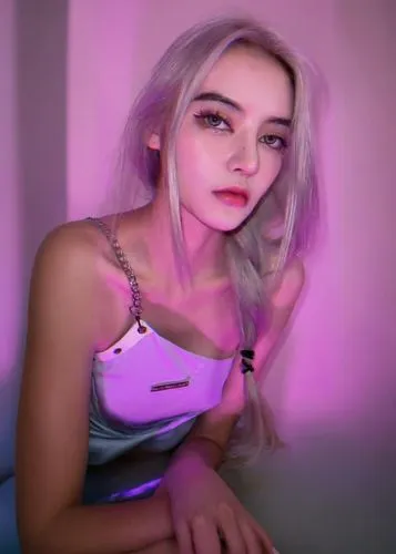 badescu,lilyana,stream,streamer,purple background,silver