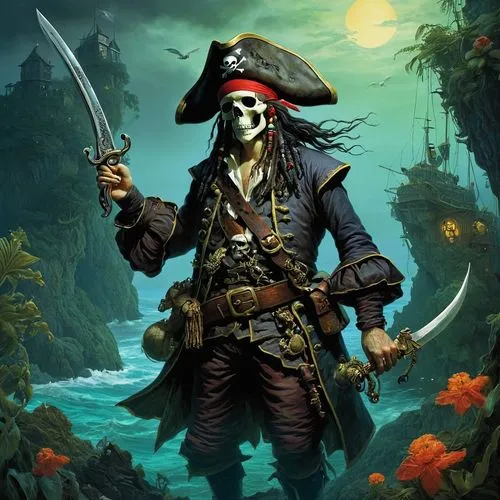 pirate,piratical,bucco,pirate treasure,pirata,pirates,Illustration,Realistic Fantasy,Realistic Fantasy 05