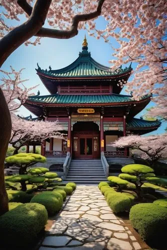 japanese sakura background,asian architecture,sakura background,japan garden,koreana,sakura blossom,sakura tree,heian,hanami,gyeongbok palace,sakura trees,japanese shrine,the cherry blossoms,gyeongbokgung,gyeongbok,japanese garden,hanhwa,hyang garden,gyeongju,cherry blossom festival,Illustration,Realistic Fantasy,Realistic Fantasy 23