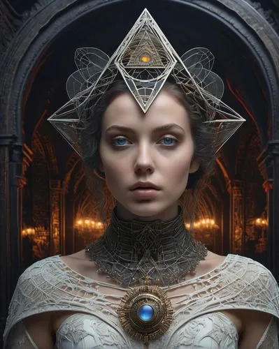 margairaz,margaery,merkabah,sacred geometry,priestess,circlet,ethereum logo,galadriel,amidala,earthstar,estess,vestal,frigga,ethereum icon,accolade,metatron's cube,ethereum symbol,triquetra,gothic portrait,star of david,Photography,General,Sci-Fi