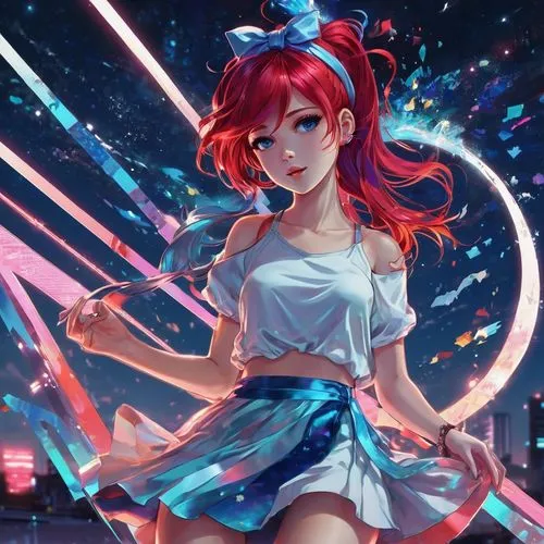 red blue wallpaper,cg artwork,supernova,fantasia,sakura background,anime girl,mikuru asahina,asuka langley soryu,would a background,torii,wiz,red-haired,red and blue,fairy galaxy,colorful stars,kyi-leo,diamond-heart,maki roll,miku,2d,Conceptual Art,Daily,Daily 21