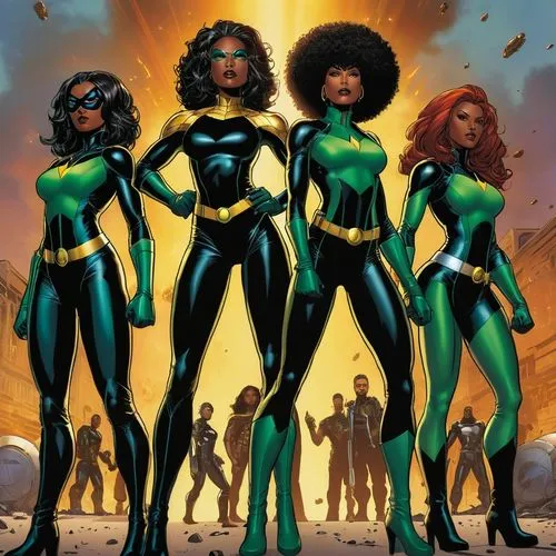 afro american girls,starfires,macniven,furies,falconets,superheroines,Illustration,American Style,American Style 08