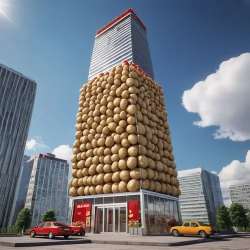 yukon gold potato,balolaika,stalin skyscraper,animal tower,tower of babel,bird tower,durian ball,building honeycomb,new potatoes,olympia tower,bk chicken nuggets,shuttlecock,renaissance tower,popcorn machine,big mac,electric tower,west indian gherkin,salted peanuts,the skyscraper,stalinist skyscraper,Photography,General,Realistic